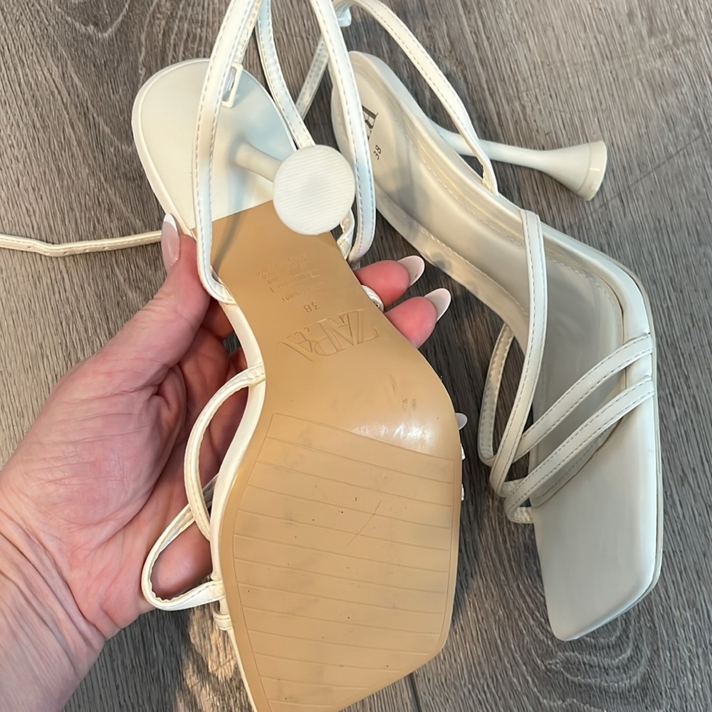 Zara white strappy heels size 38 - Picture 4 of 4